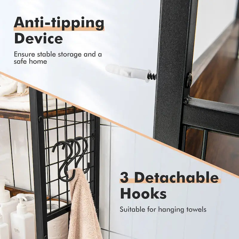 Costway 3-Tier Over-The-Toilet Storage Rack Bathroom Organizer Space - See Details