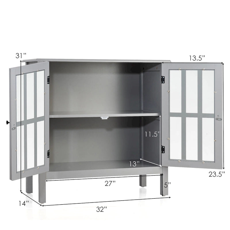 Costway Storage Buffet Cabinet Glass Door Sideboard Console Table