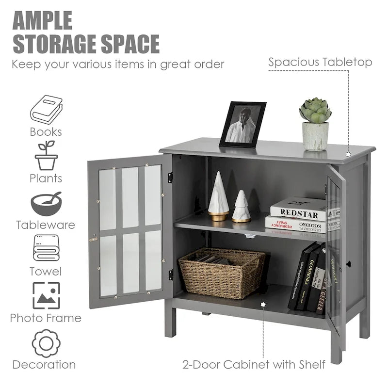 Costway Storage Buffet Cabinet Glass Door Sideboard Console Table