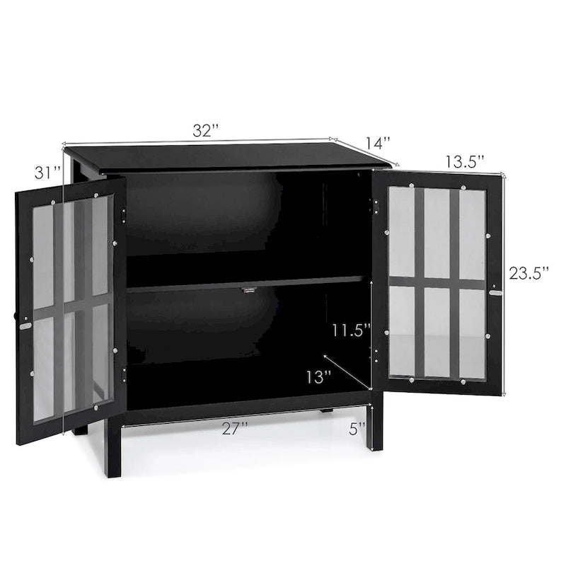 Costway Storage Buffet Cabinet Glass Door Sideboard Console Table