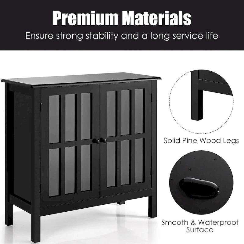 Costway Storage Buffet Cabinet Glass Door Sideboard Console Table