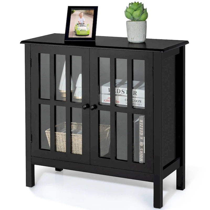 Costway Storage Buffet Cabinet Glass Door Sideboard Console Table