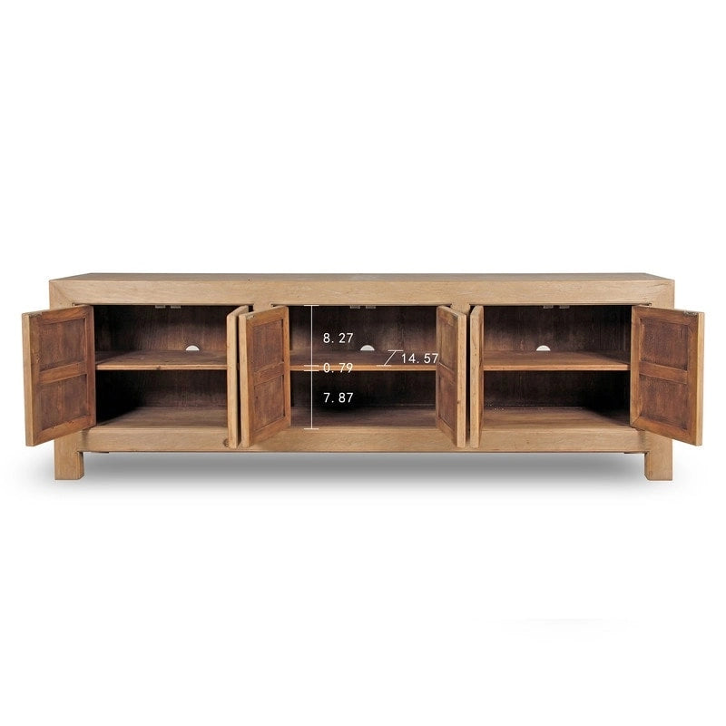 Capri Media Cabinet 6 Doors, Weathered Natural Pinewood 87x16x28H
