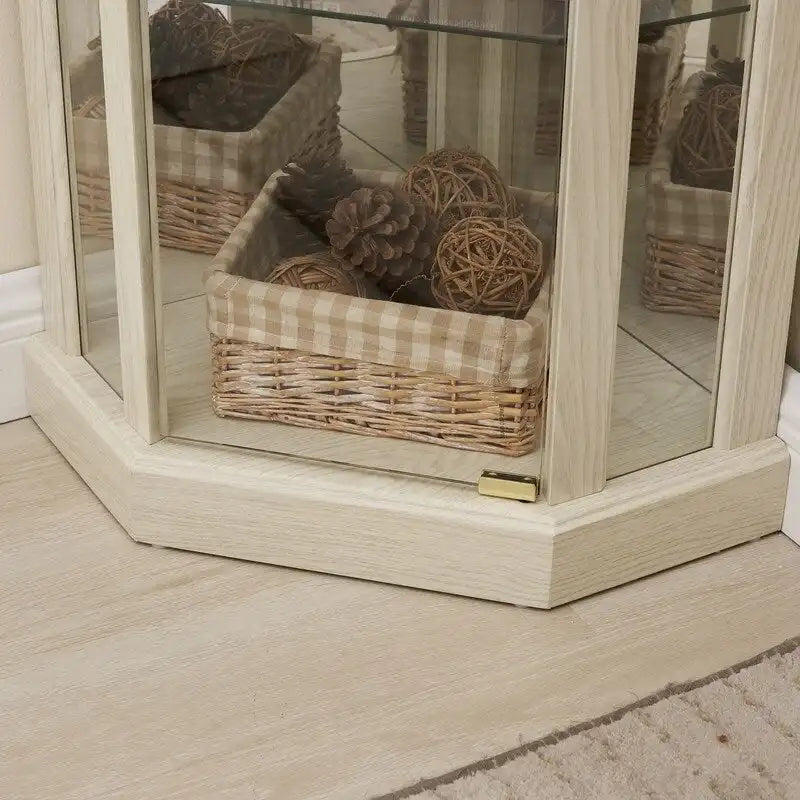 Illuminated Corner Cabinet  Elegant Display for Collectibles, Wine & Glassware  Built-In Lighting