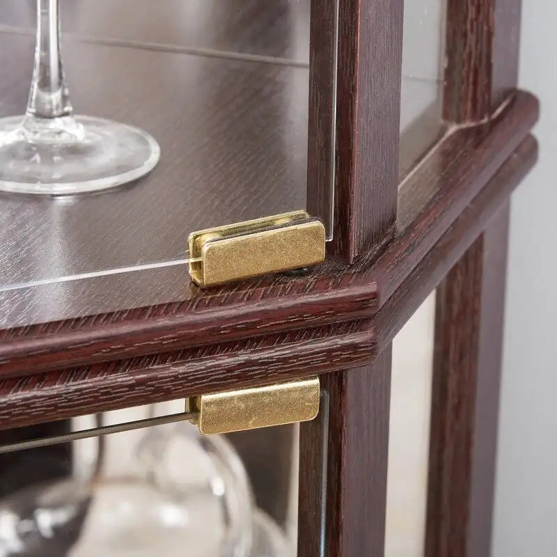 Illuminated Corner Cabinet  Elegant Display for Collectibles, Wine & Glassware  Built-In Lighting