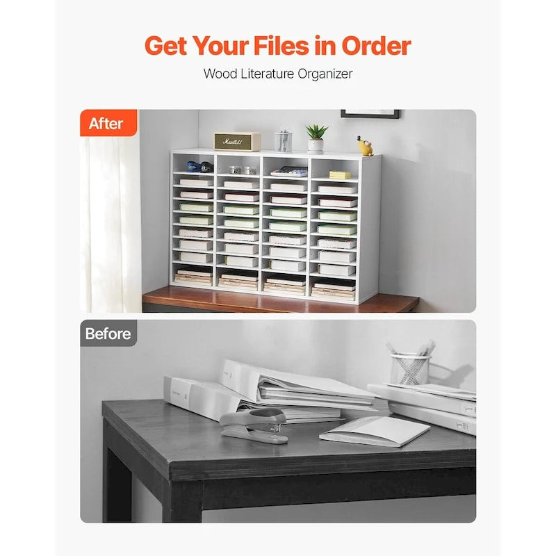 Office Mailbox Literature Organizers with 36 Compartments and Adjustable Shelves
