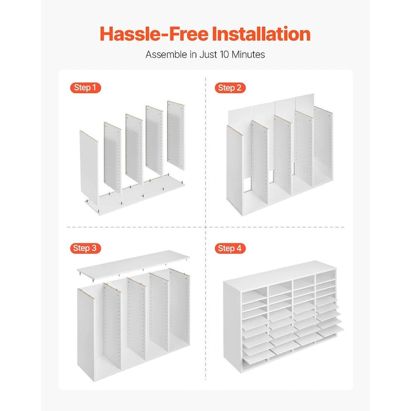 Office Mailbox Literature Organizers with 36 Compartments and Adjustable Shelves