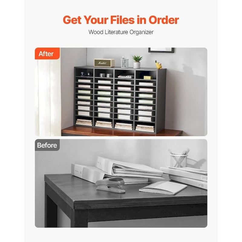 Office Mailbox Literature Organizers with 36 Compartments and Adjustable Shelves
