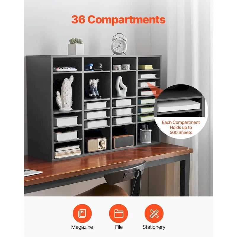 Office Mailbox Literature Organizers with 36 Compartments and Adjustable Shelves