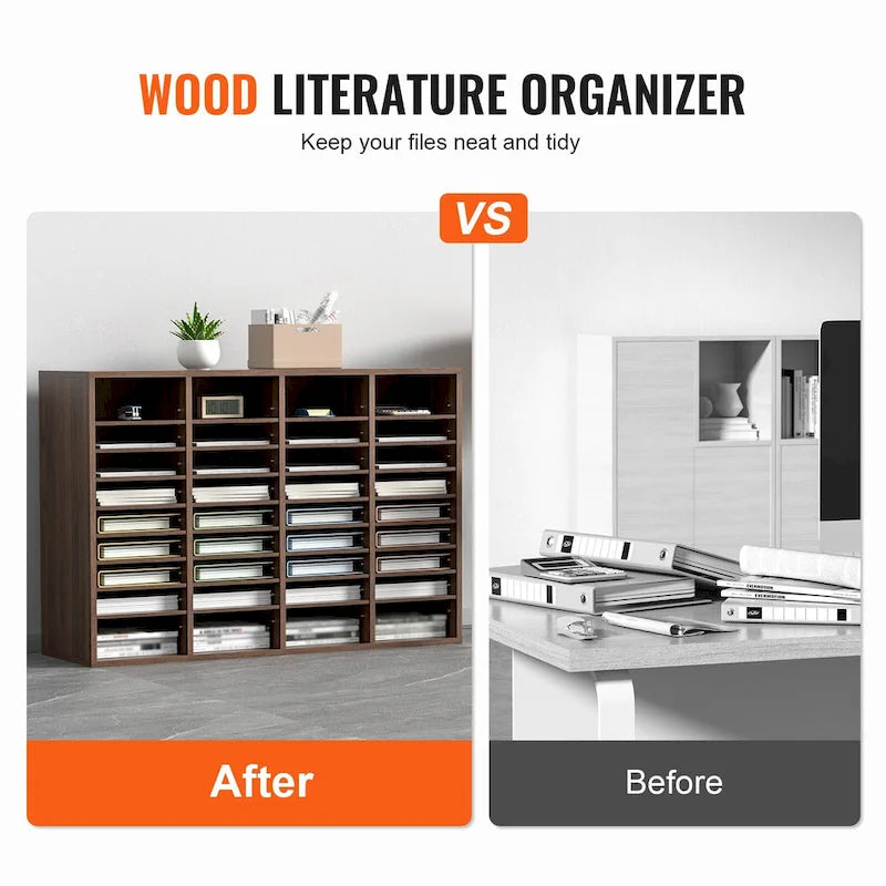Office Mailbox Literature Organizers with 36 Compartments and Adjustable Shelves