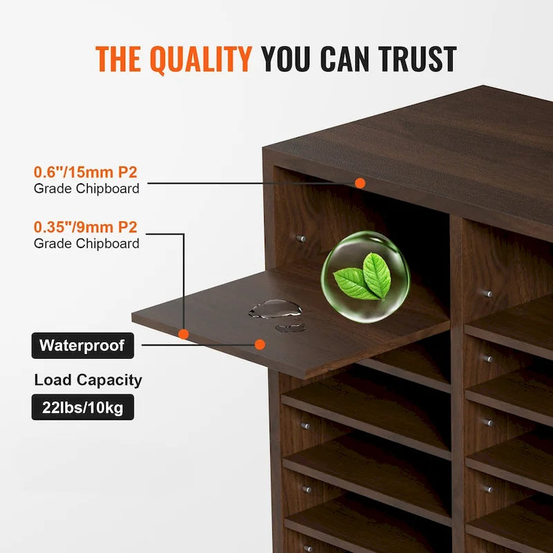 Office Mailbox Literature Organizers with 36 Compartments and Adjustable Shelves