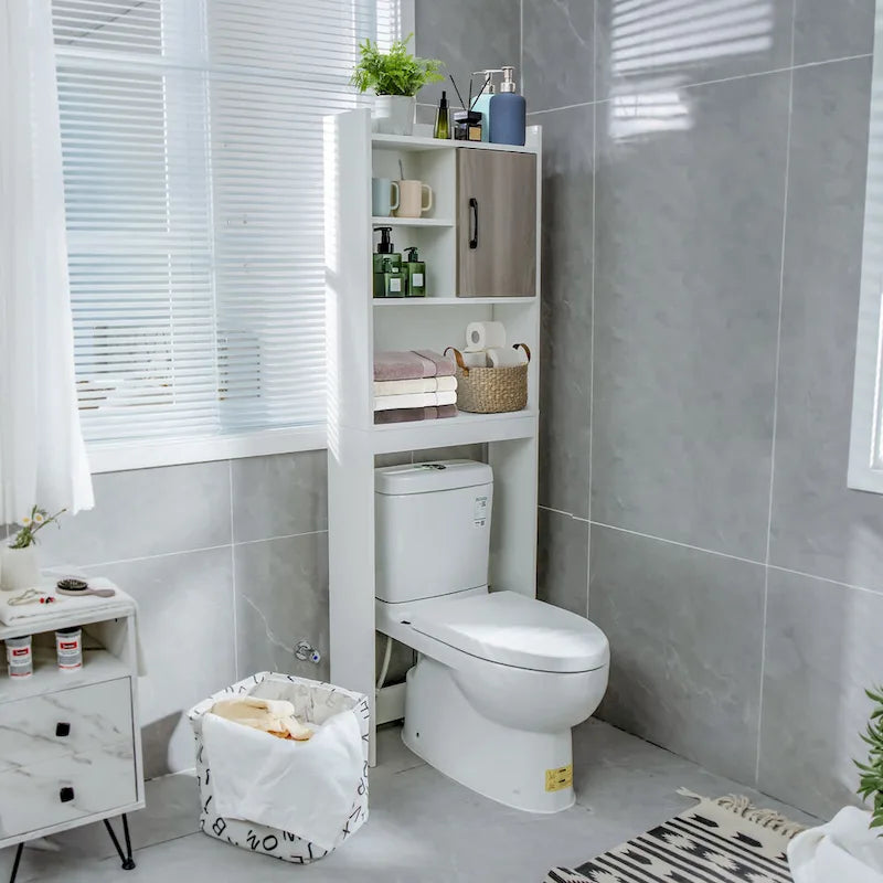 Costway Over The Toilet Storage Cabinet Bathroom Space Saver w/ Open - See Details