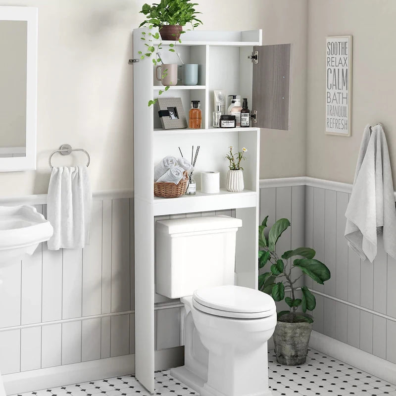 Costway Over The Toilet Storage Cabinet Bathroom Space Saver w/ Open - See Details