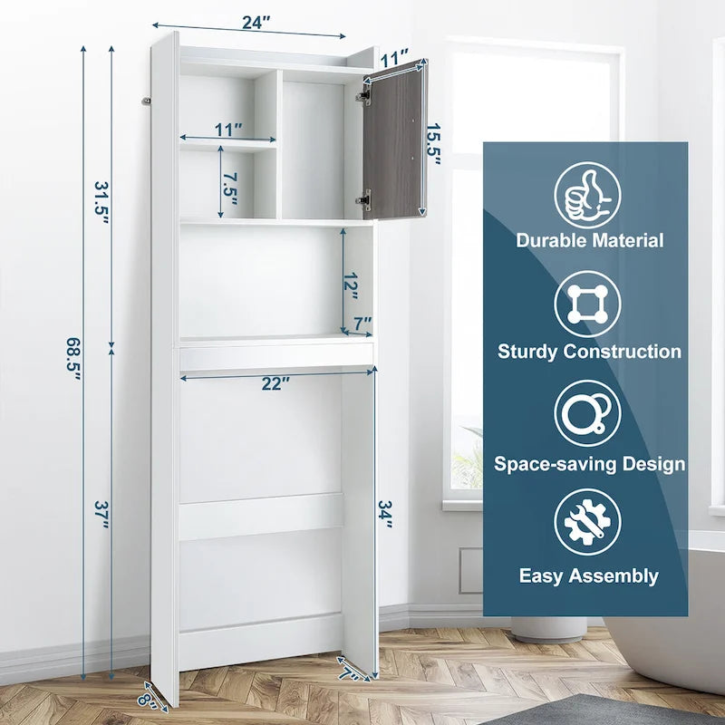 Costway Over The Toilet Storage Cabinet Bathroom Space Saver w/ Open - See Details