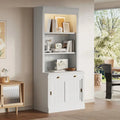 Modern Tall Bookshelf with LED Lighting and Versatile Storage Options