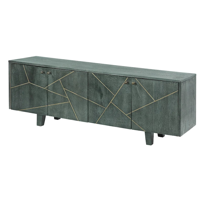 Dane River of Goods Grey and Gold-Colored Wood Cabinet with Metal Hardware - 54 x 13 x 20