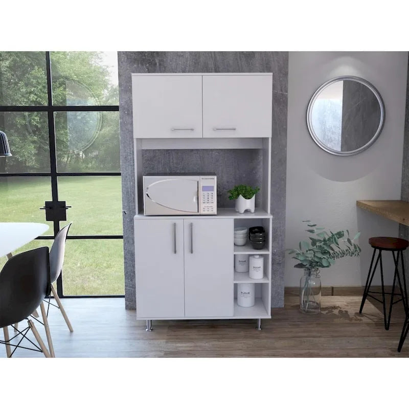 TUHOME 95 Pantry with 2 Double Cabinets, 3 Open Shelves - N/A