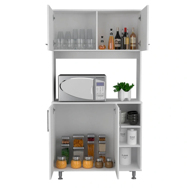 TUHOME 95 Pantry with 2 Double Cabinets, 3 Open Shelves - N/A