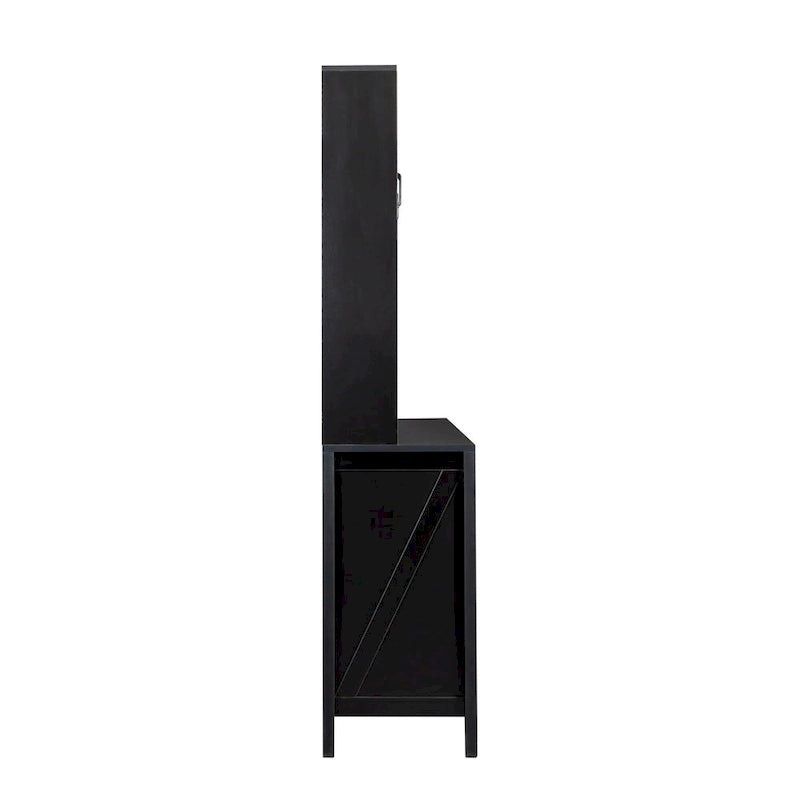 Large Kitchen Pantry Storage Cabinet with Glass Doors, Drawers & Open Shelves, Freestanding Kitchen Cupboard Buffet Cabinet