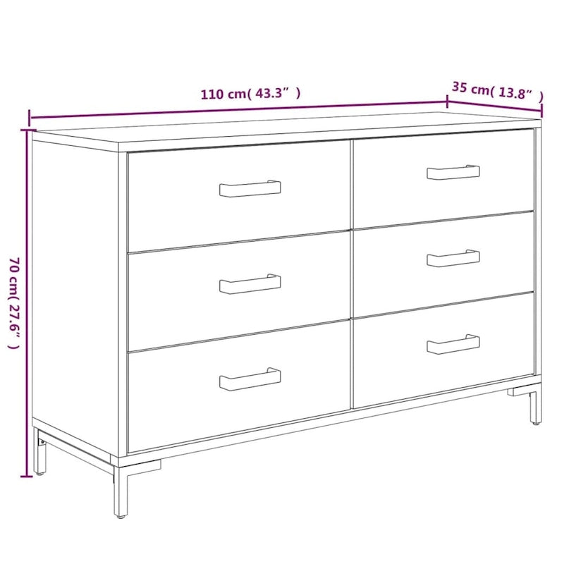 vidaXL Sideboard Coffee Bar Buffet Cabinet Modern with Drawers Solid Wood Pine - 43.3 x 13.8 x 27.6