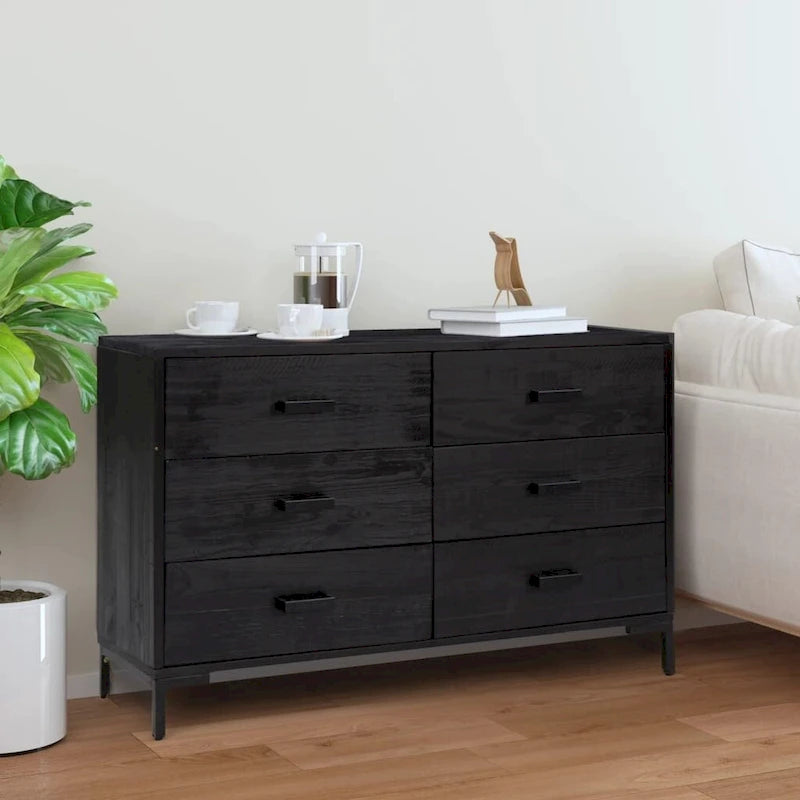 vidaXL Sideboard Coffee Bar Buffet Cabinet Modern with Drawers Solid Wood Pine - 43.3 x 13.8 x 27.6