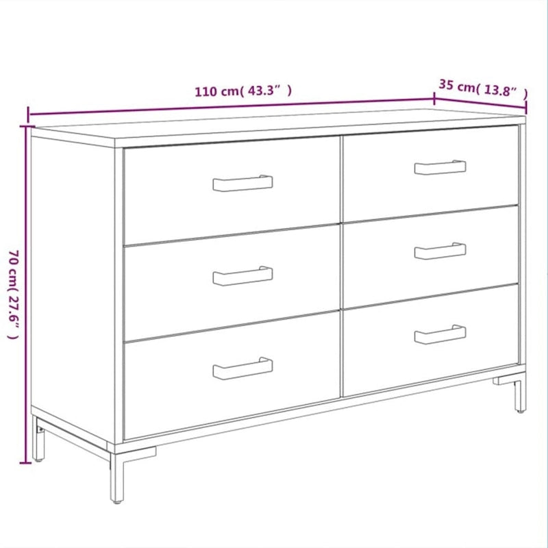 vidaXL Sideboard Coffee Bar Buffet Cabinet Modern with Drawers Solid Wood Pine - 43.3 x 13.8 x 27.6