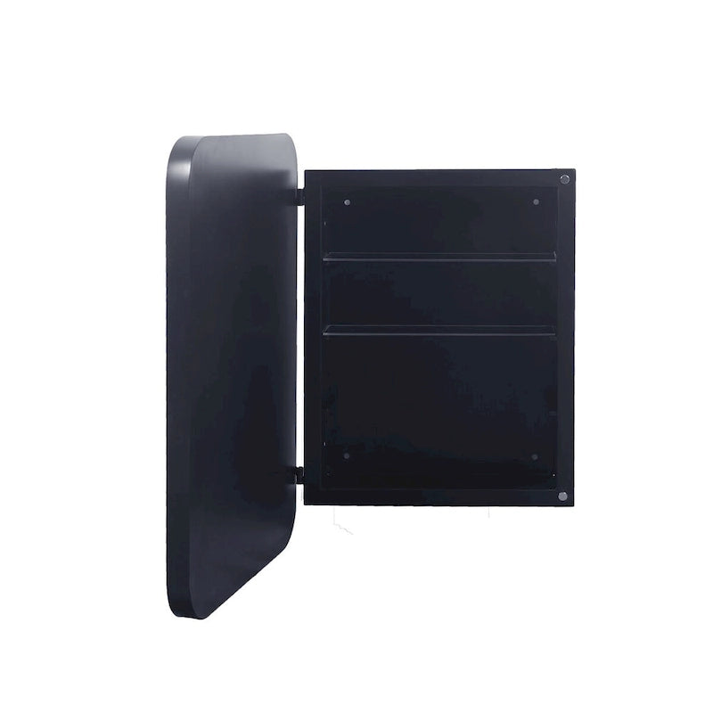 16x24 Inch Recessed Black Metal Framed Medicine Cabinet with Mirror and Adjustable Shelves - 16x24 Inch