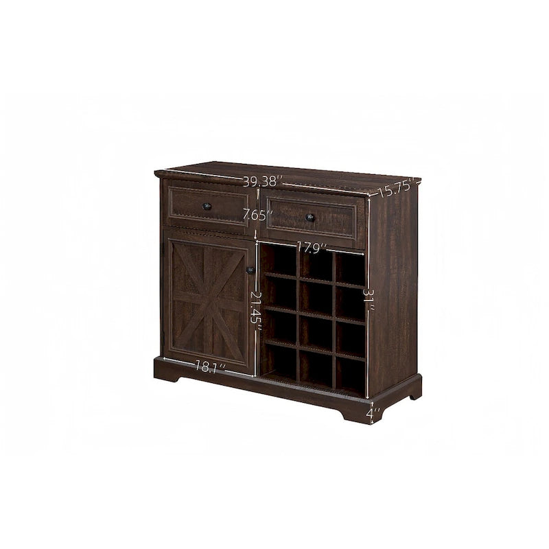 Farmhouse Buffet Cabinet with Drawer Storage and Wine Bar Cabinet