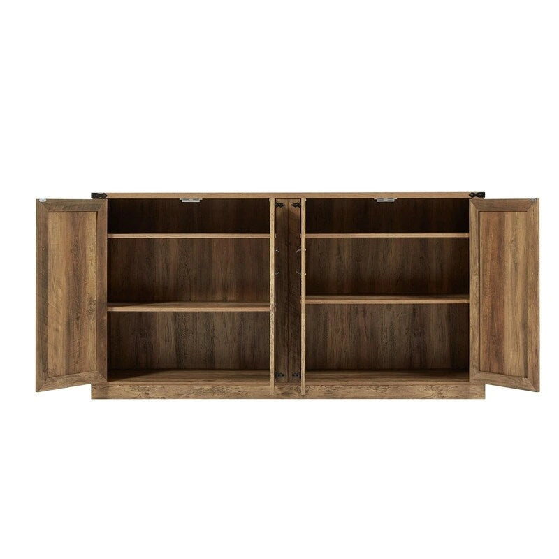 64.96W Rattan Sideboard with 4-Door Storage Cabinet - N/A
