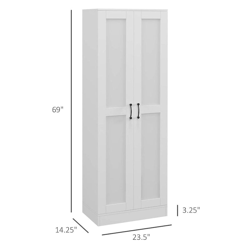 69 Tall Storage Cabinet with Movable Storage Shelves, Modern Style Pantry Cupboard Cabinet with Soft Close Doors, White