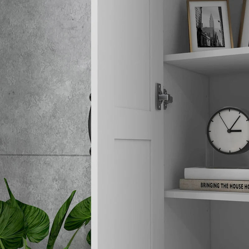 69 Tall Storage Cabinet with Movable Storage Shelves, Modern Style Pantry Cupboard Cabinet with Soft Close Doors, White