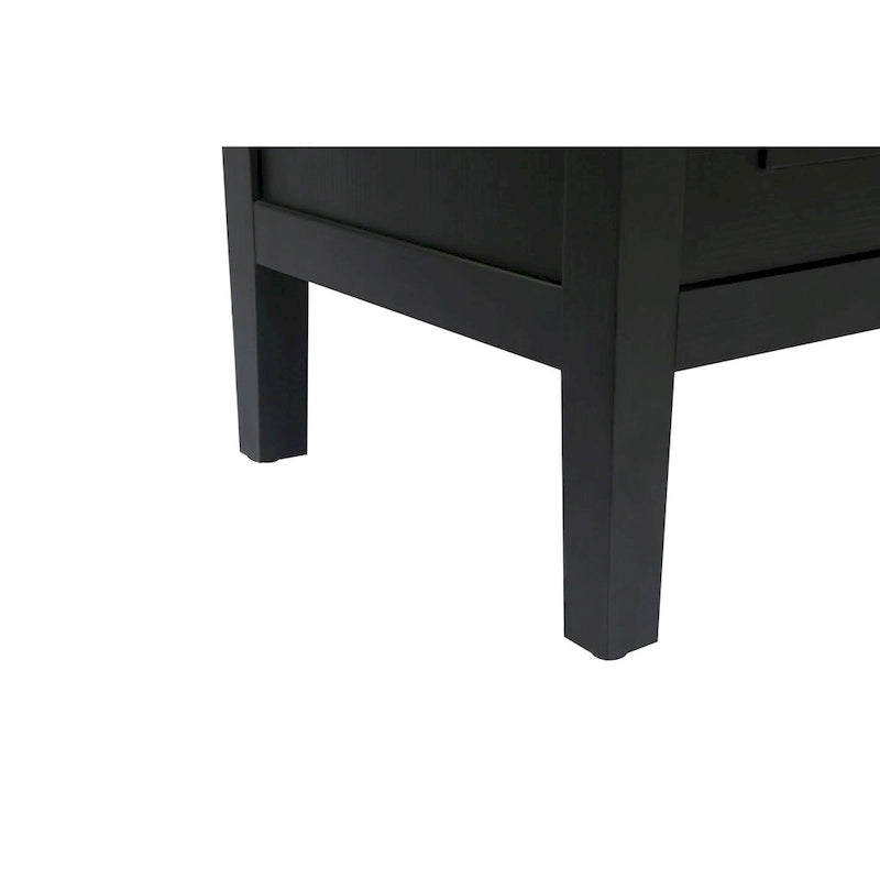 Four Door Wooden Twill Sideboard American Country Vintage Old Living Room Dining Room Hallway Entryway Cabinet (BLACK)