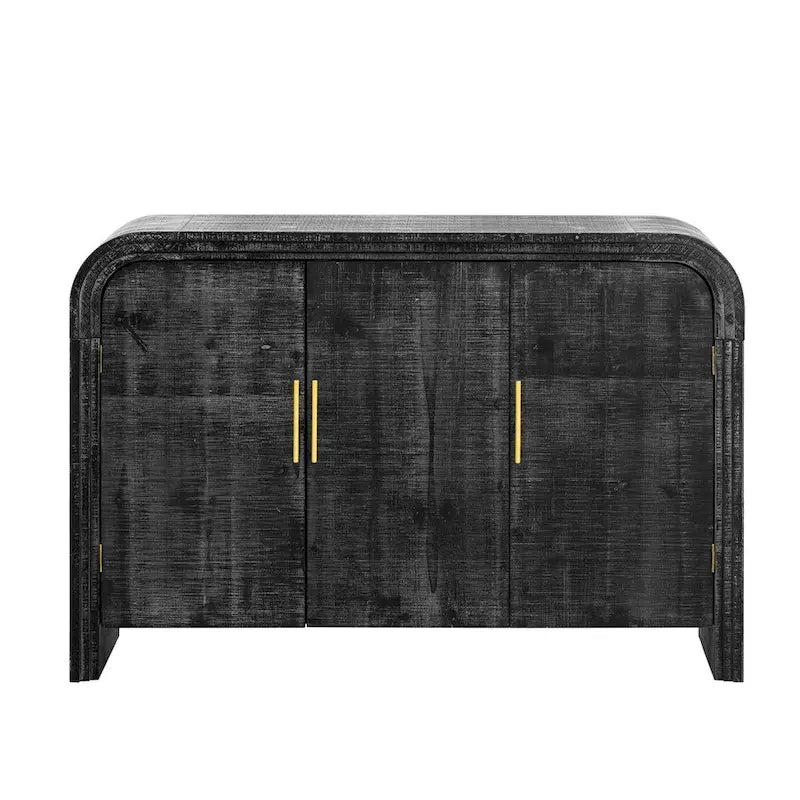 Retro Minimalist Curved Sideboard with Gold Handles