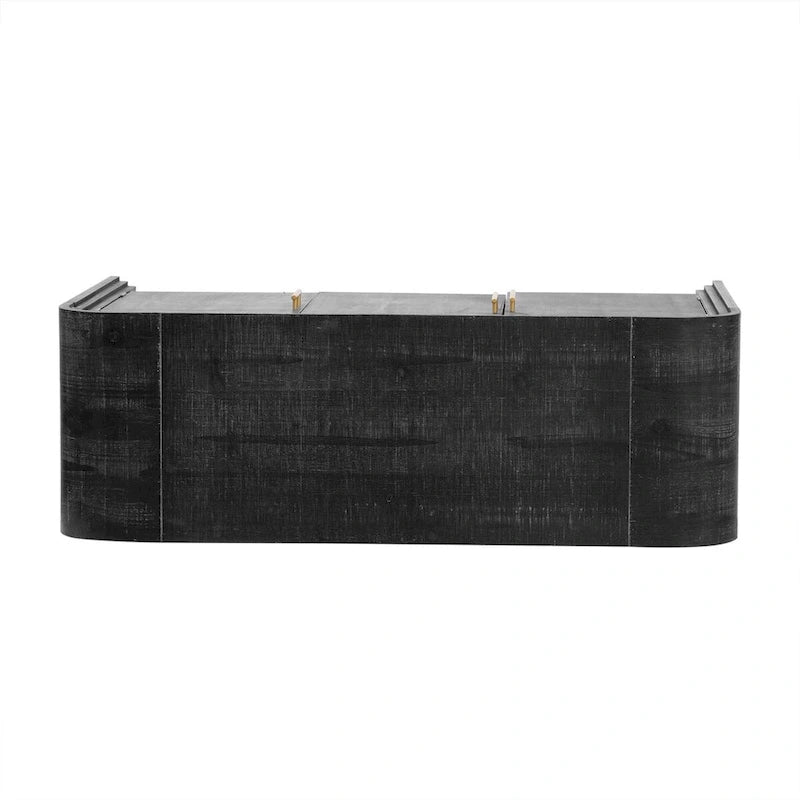 Retro Minimalist Curved Sideboard with Gold Handles