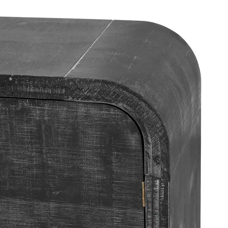 Retro Minimalist Curved Sideboard with Gold Handles