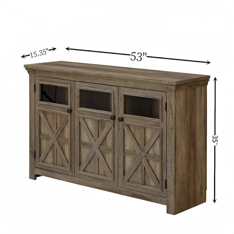 Wood Buffet Cabinet with 2 Doors and Metal Handle for Dining Room