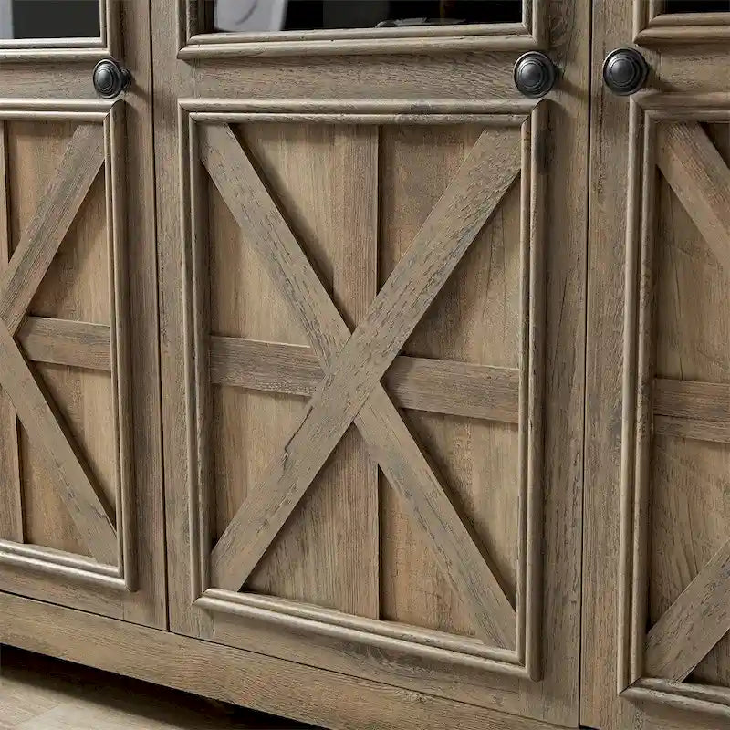 Wood Buffet Cabinet with 2 Doors and Metal Handle for Dining Room