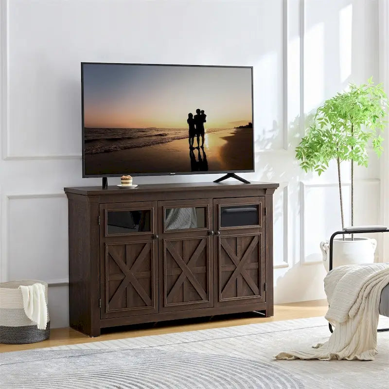 Wood Buffet Cabinet with 2 Doors and Metal Handle for Dining Room