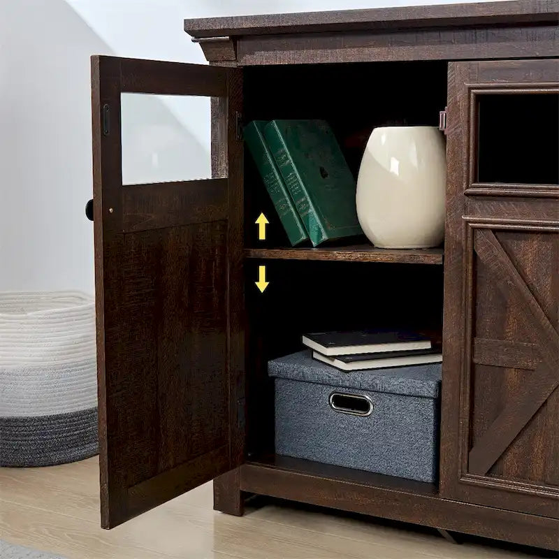 Wood Buffet Cabinet with 2 Doors and Metal Handle for Dining Room