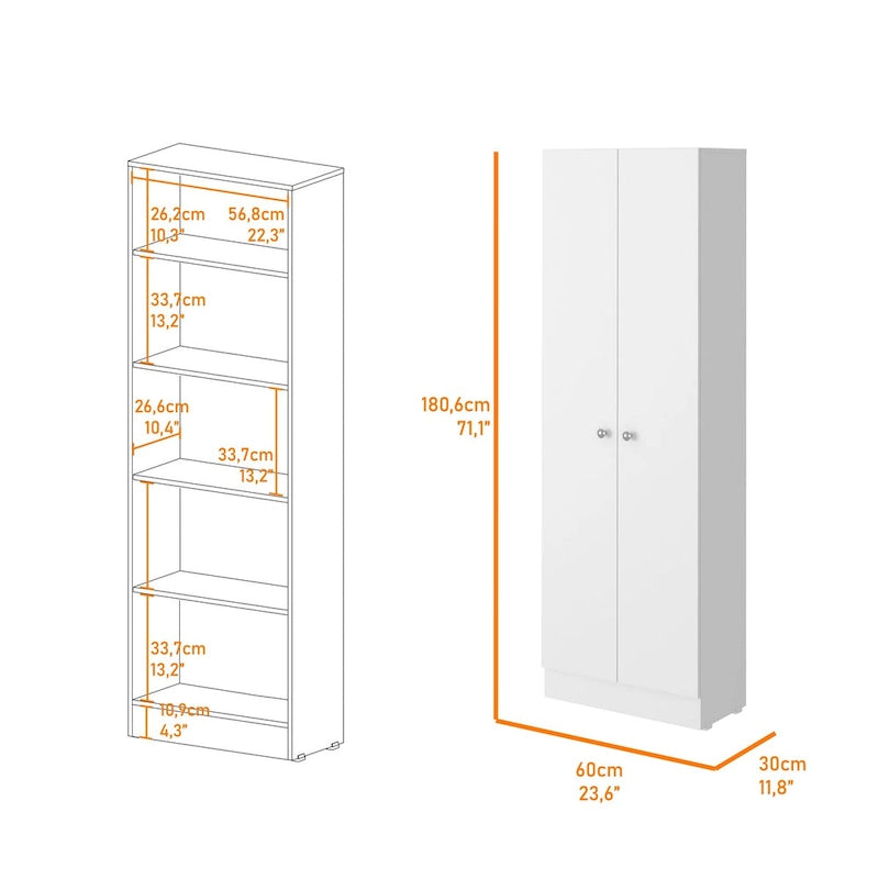 Buxton Rectangle 2-Door Storage Tall Cabinet Light Grey