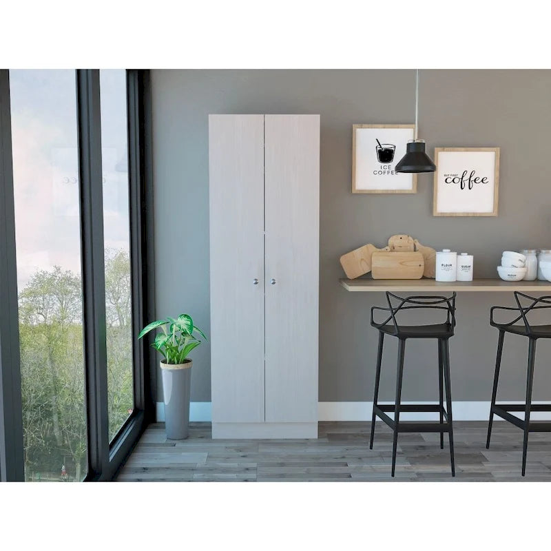 Buxton Rectangle 2-Door Storage Tall Cabinet Light Grey