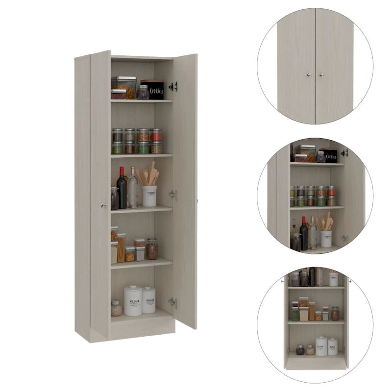 Buxton Rectangle 2-Door Storage Tall Cabinet Light Grey
