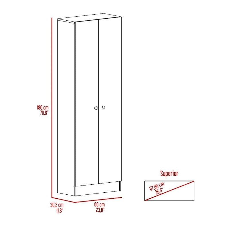 Buxton Rectangle 2-Door Storage Tall Cabinet Light Grey