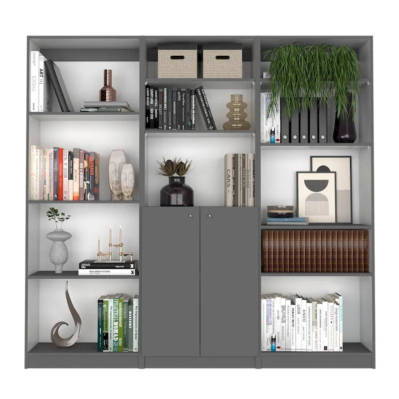 Kenyon 74 Wide 5-Shelf and Cabinet Bookcase Set of 3