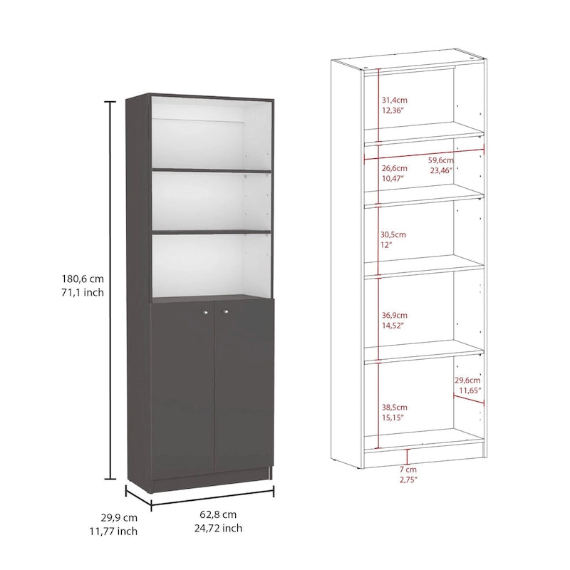 Kenyon 74 Wide 5-Shelf and Cabinet Bookcase Set of 3