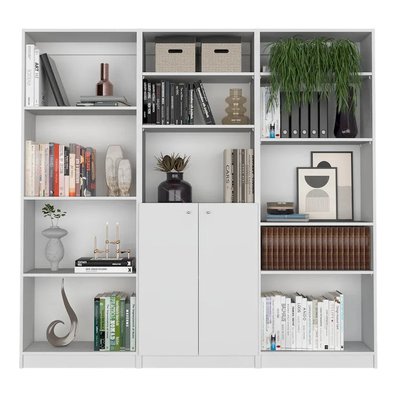 Kenyon 74 Wide 5-Shelf and Cabinet Bookcase Set of 3