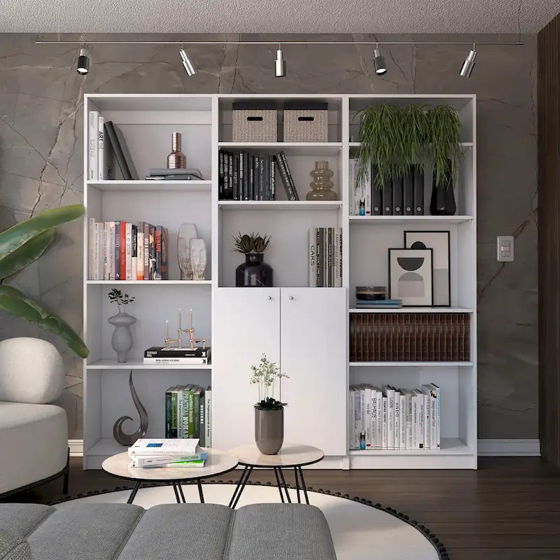 Kenyon 74 Wide 5-Shelf and Cabinet Bookcase Set of 3