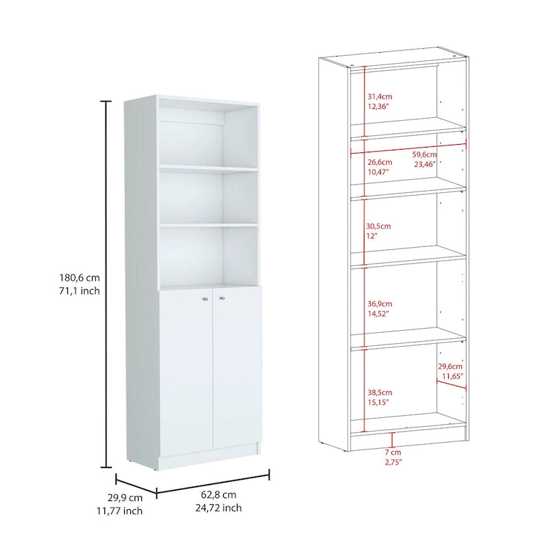 Kenyon 74 Wide 5-Shelf and Cabinet Bookcase Set of 3