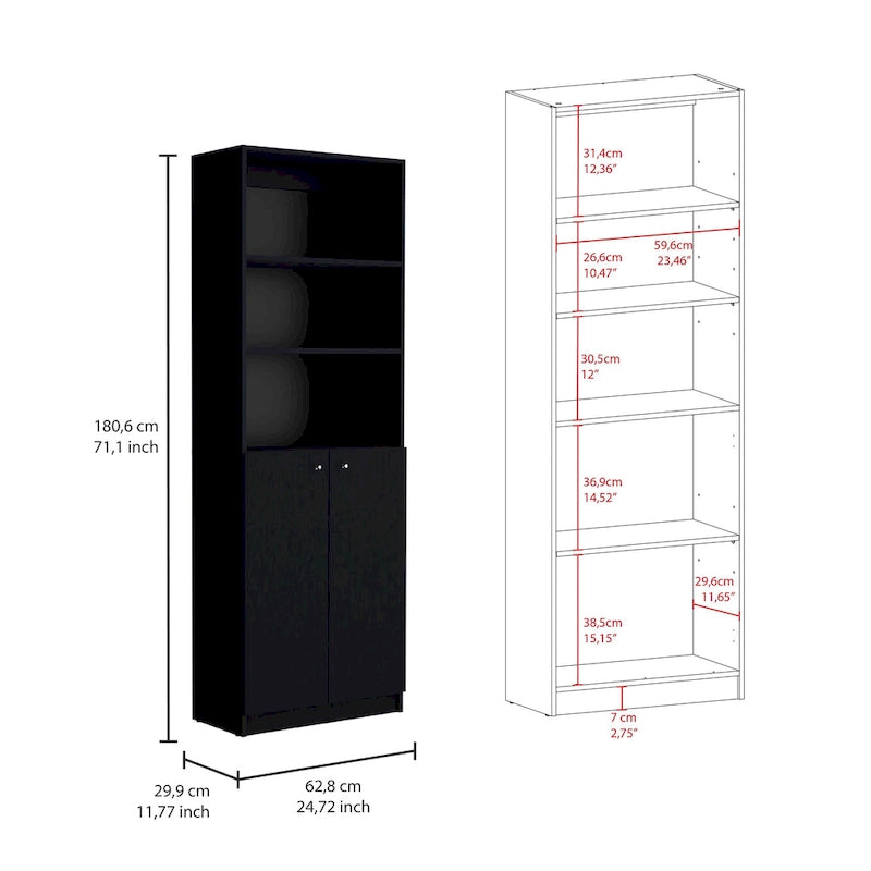 Kenyon 74 Wide 5-Shelf and Cabinet Bookcase Set of 3