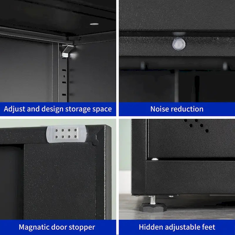 High Storage Cabinet with 2 Doors and 4 Partitions for 5 Separate Storage Spaces